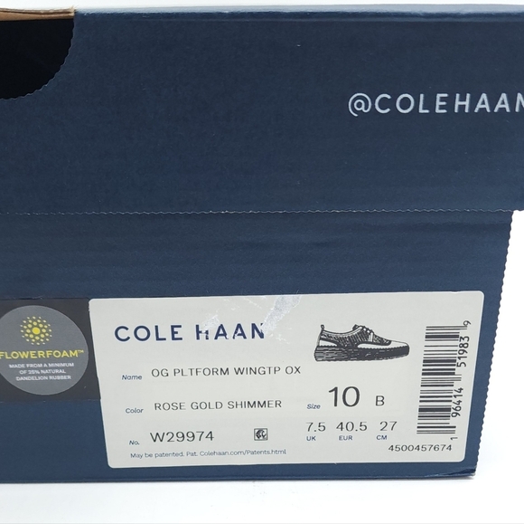 Cole Haan Women's Originalgrand Platform Wing Tip Oxford Rose Gold Shimmer - Picture 11 of 11